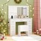 Costway Vanity Desk with Mirror and Lights Storage Stool Power Outlets 3 Lighting Colors